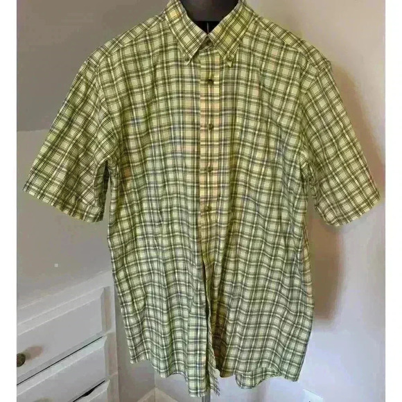 LL Bean Men’s 100% Cotton Shirt Short Sleeve Button Down Size L Tall Traditional - Picture 1 of 9